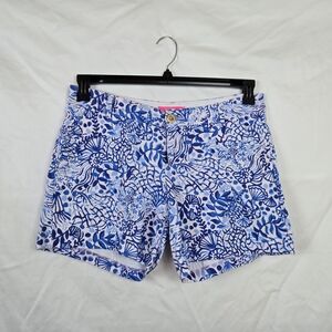 Lilly Pulitzer Women Jayne Calla Lilly Pink High Tides Good Vibes Knit Shorts 10